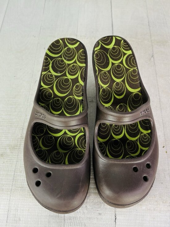 Crocs Women FRANCES Brown Slip On Wedge Closed Toe Mary Jane Comfort Shoes Sz 8 - Picture 9 of 16